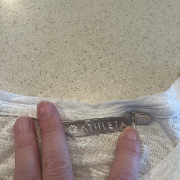 Womens Athleta Semi Sheer White Tank Top With Peek A Boo Back - Picture 5 of 8